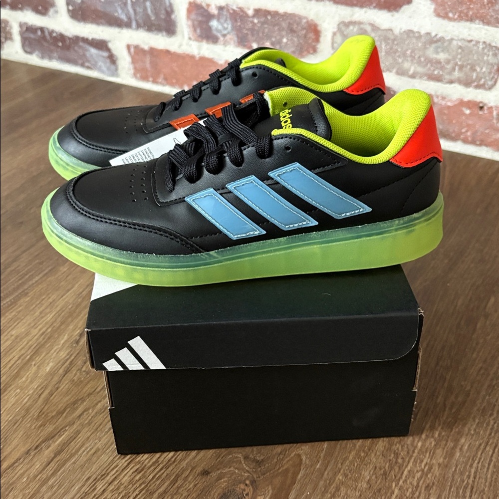 adidas Black Sneakers with Neon Green, Blue and Orange Accents